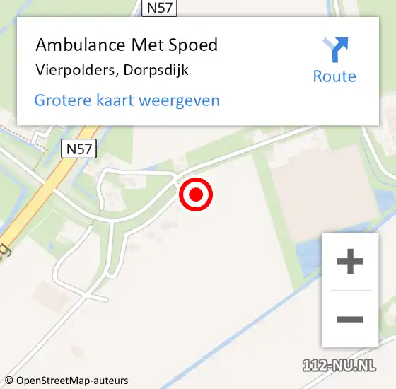 Locatie op kaart van de 112 melding: Ambulance Met Spoed Naar Vierpolders, Dorpsdijk op 19 september 2023 04:40