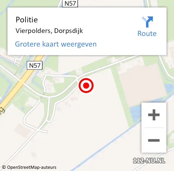 Locatie op kaart van de 112 melding: Politie Vierpolders, Dorpsdijk op 19 september 2023 04:40