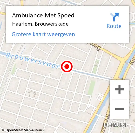 Locatie op kaart van de 112 melding: Ambulance Met Spoed Naar Haarlem, Brouwerskade op 19 september 2023 05:15