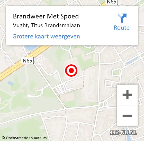 Locatie op kaart van de 112 melding: Brandweer Met Spoed Naar Vught, Titus Brandsmalaan op 19 september 2023 05:19