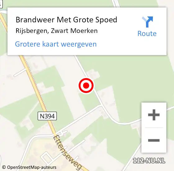 Locatie op kaart van de 112 melding: Brandweer Met Grote Spoed Naar Rijsbergen, Zwart Moerken op 19 september 2023 06:35