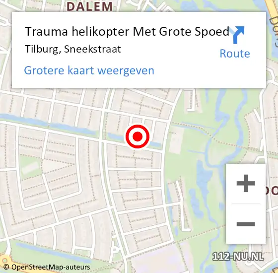 Locatie op kaart van de 112 melding: Trauma helikopter Met Grote Spoed Naar Tilburg, Sneekstraat op 19 september 2023 06:37