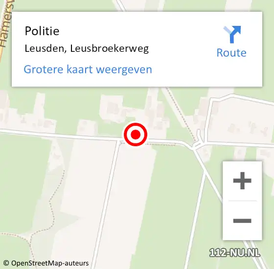 Locatie op kaart van de 112 melding: Politie Leusden, Leusbroekerweg op 19 september 2023 07:12