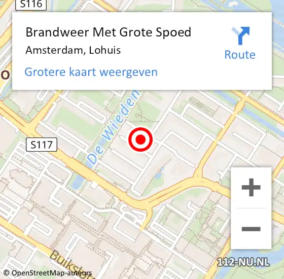 Locatie op kaart van de 112 melding: Brandweer Met Grote Spoed Naar Amsterdam, Lohuis op 19 september 2023 07:18