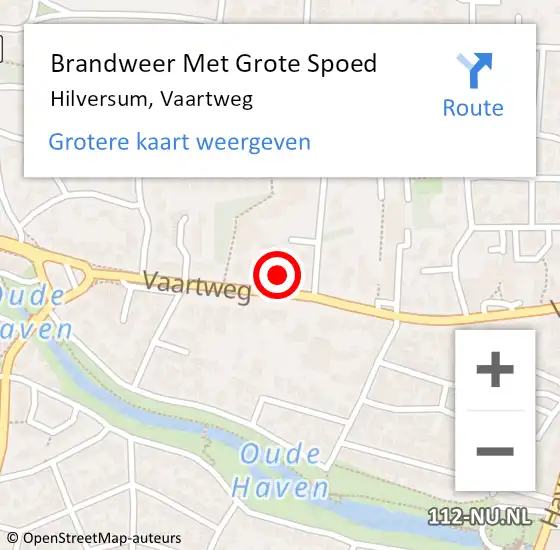 Locatie op kaart van de 112 melding: Brandweer Met Grote Spoed Naar Hilversum, Vaartweg op 19 september 2023 07:24