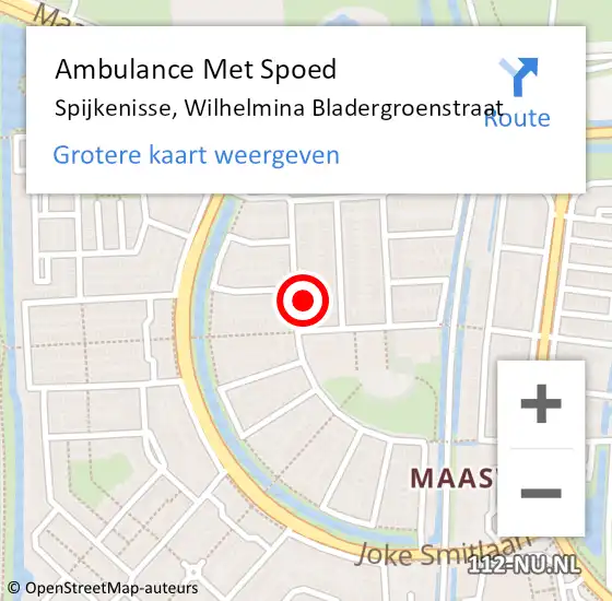 Locatie op kaart van de 112 melding: Ambulance Met Spoed Naar Spijkenisse, Wilhelmina Bladergroenstraat op 19 september 2023 07:25