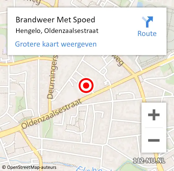 Locatie op kaart van de 112 melding: Brandweer Met Spoed Naar Hengelo, Oldenzaalsestraat op 19 september 2023 07:29