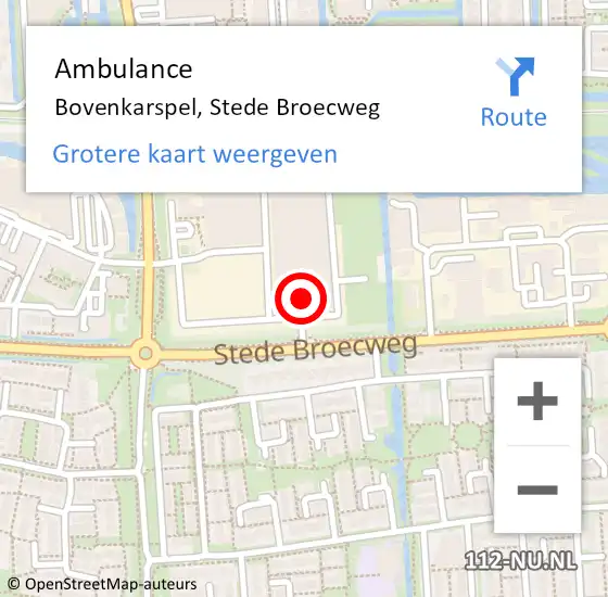 Locatie op kaart van de 112 melding: Ambulance Bovenkarspel, Stede Broecweg op 19 september 2023 08:49