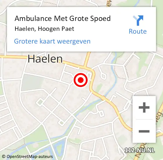 Locatie op kaart van de 112 melding: Ambulance Met Grote Spoed Naar Haelen, Hoogen Paet op 19 september 2023 08:50