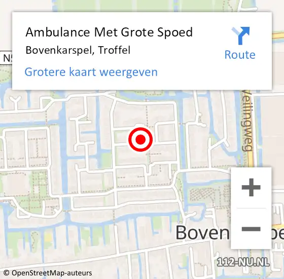 Locatie op kaart van de 112 melding: Ambulance Met Grote Spoed Naar Bovenkarspel, Troffel op 19 september 2023 09:18