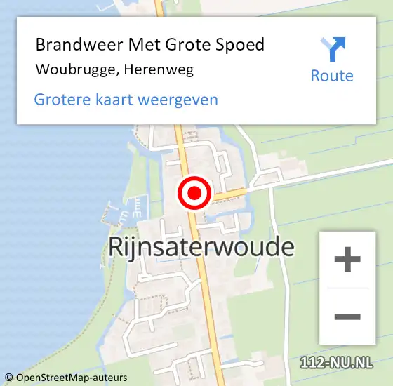 Locatie op kaart van de 112 melding: Brandweer Met Grote Spoed Naar Woubrugge, Herenweg op 8 september 2014 17:38