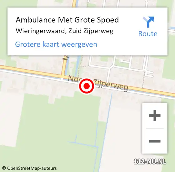 Locatie op kaart van de 112 melding: Ambulance Met Grote Spoed Naar Wieringerwaard, Zuid Zijperweg op 19 september 2023 10:03