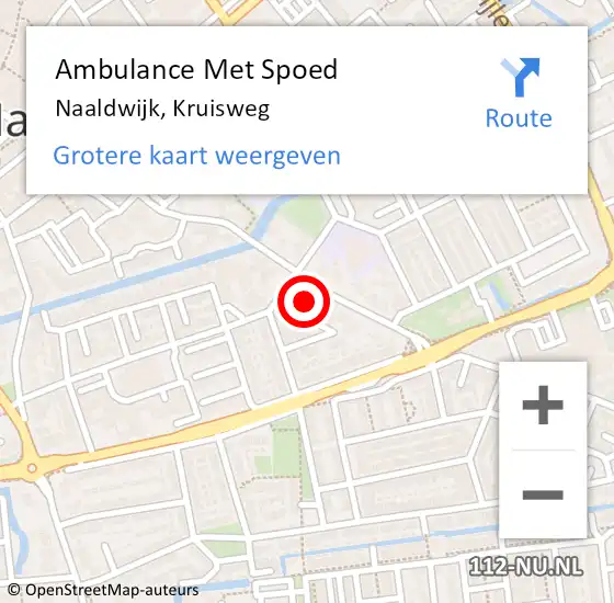 Locatie op kaart van de 112 melding: Ambulance Met Spoed Naar Naaldwijk, Kruisweg op 19 september 2023 10:17