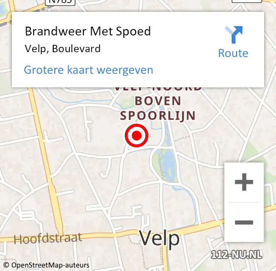 Locatie op kaart van de 112 melding: Brandweer Met Spoed Naar Velp, Boulevard op 19 september 2023 10:31