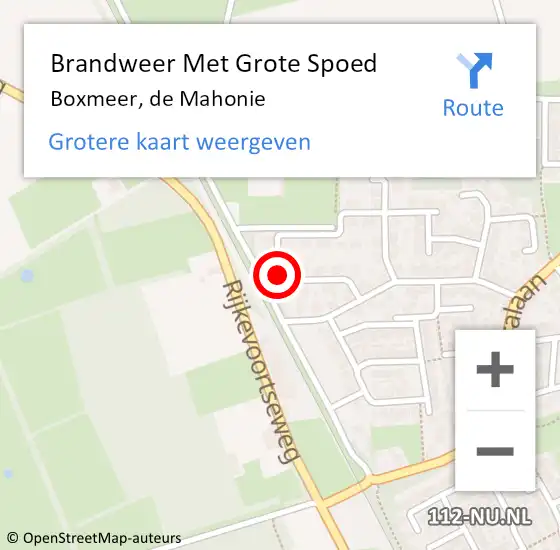 Locatie op kaart van de 112 melding: Brandweer Met Grote Spoed Naar Boxmeer, de Mahonie op 19 september 2023 10:52