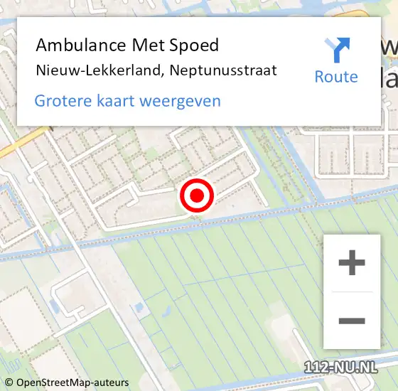 Locatie op kaart van de 112 melding: Ambulance Met Spoed Naar Nieuw-Lekkerland, Neptunusstraat op 19 september 2023 11:01