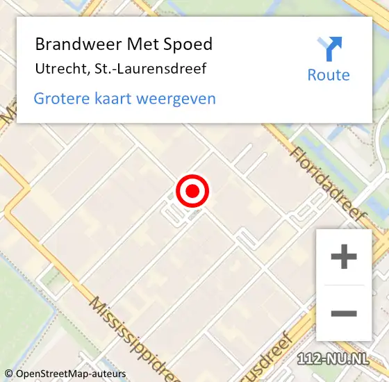 Locatie op kaart van de 112 melding: Brandweer Met Spoed Naar Utrecht, St.-Laurensdreef op 19 september 2023 11:27