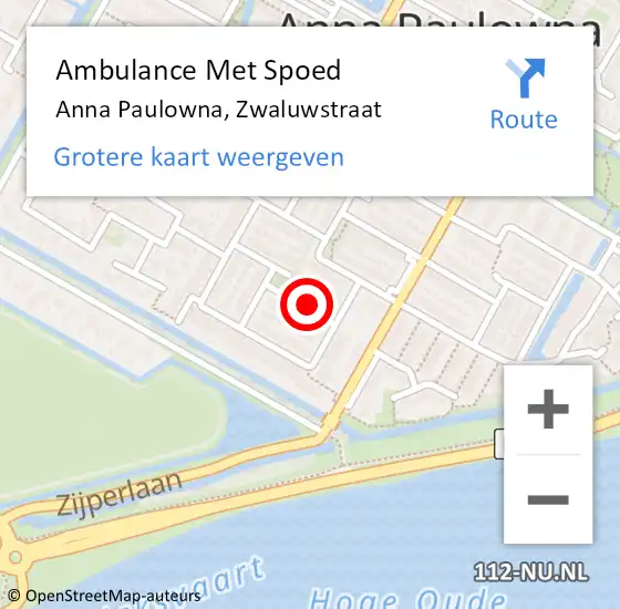 Locatie op kaart van de 112 melding: Ambulance Met Spoed Naar Anna Paulowna, Zwaluwstraat op 19 september 2023 12:27