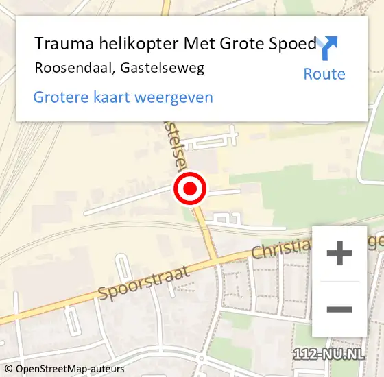 Locatie op kaart van de 112 melding: Trauma helikopter Met Grote Spoed Naar Roosendaal, Gastelseweg op 19 september 2023 12:28