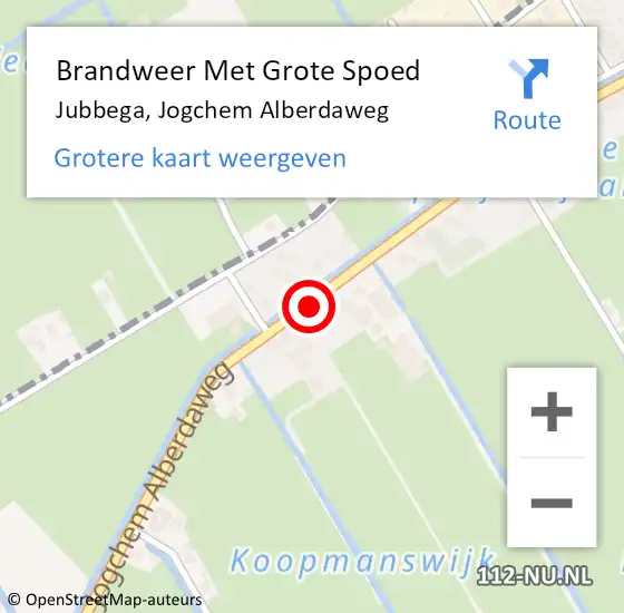 Locatie op kaart van de 112 melding: Brandweer Met Grote Spoed Naar Jubbega, Jogchem Alberdaweg op 19 september 2023 12:29