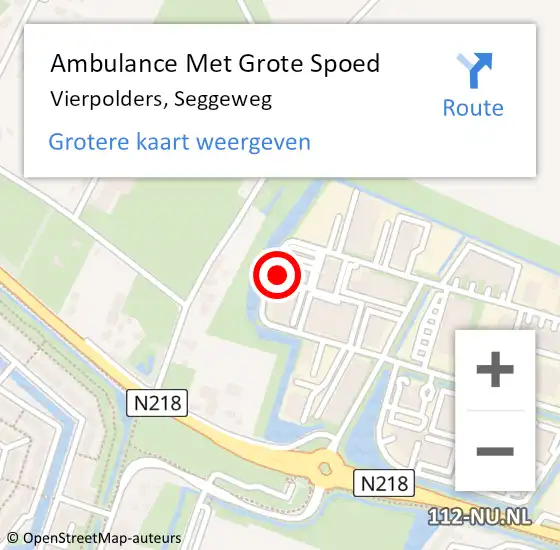 Locatie op kaart van de 112 melding: Ambulance Met Grote Spoed Naar Vierpolders, Seggeweg op 19 september 2023 12:35