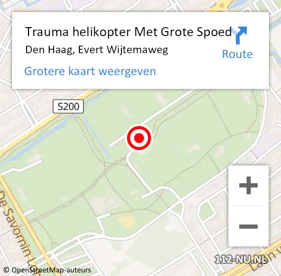 Locatie op kaart van de 112 melding: Trauma helikopter Met Grote Spoed Naar Den Haag, Evert Wijtemaweg op 19 september 2023 12:39