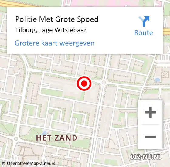 Locatie op kaart van de 112 melding: Politie Met Grote Spoed Naar Tilburg, Lage Witsiebaan op 19 september 2023 12:40