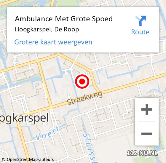 Locatie op kaart van de 112 melding: Ambulance Met Grote Spoed Naar Hoogkarspel, De Roop op 19 september 2023 12:58