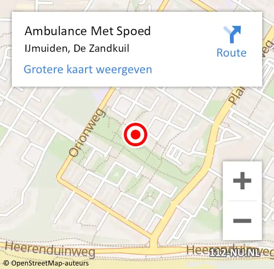 Locatie op kaart van de 112 melding: Ambulance Met Spoed Naar IJmuiden, De Zandkuil op 19 september 2023 13:16