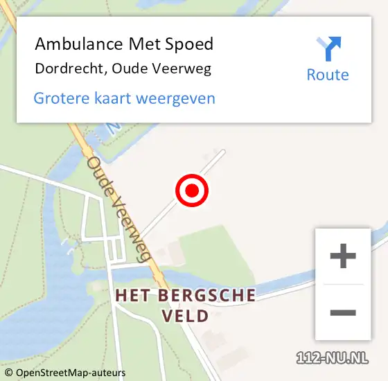 Locatie op kaart van de 112 melding: Ambulance Met Spoed Naar Dordrecht, Oude Veerweg op 19 september 2023 13:18