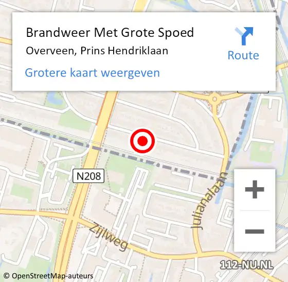 Locatie op kaart van de 112 melding: Brandweer Met Grote Spoed Naar Overveen, Prins Hendriklaan op 19 september 2023 13:21