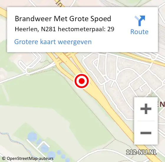 Locatie op kaart van de 112 melding: Brandweer Met Grote Spoed Naar Heerlen, N281 hectometerpaal: 29 op 19 september 2023 13:23