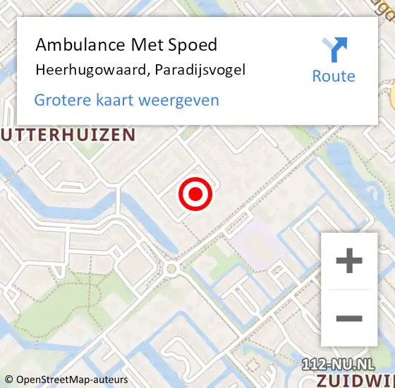 Locatie op kaart van de 112 melding: Ambulance Met Spoed Naar Heerhugowaard, Paradijsvogel op 19 september 2023 13:25