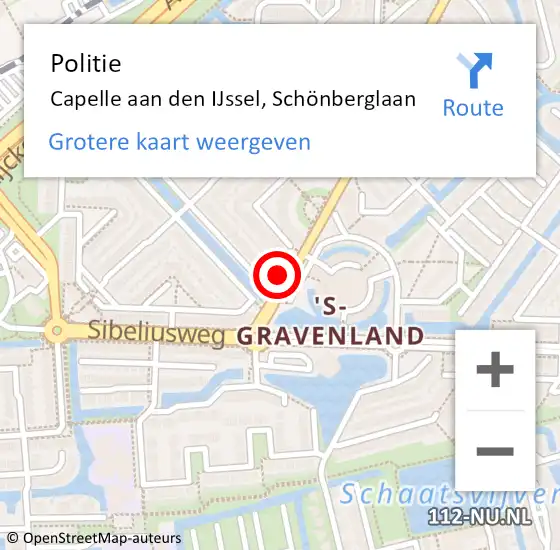 Locatie op kaart van de 112 melding: Politie Capelle aan den IJssel, Schönberglaan op 19 september 2023 13:39