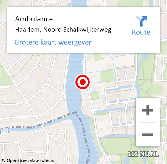 Locatie op kaart van de 112 melding: Ambulance Haarlem, Noord Schalkwijkerweg op 19 september 2023 13:50