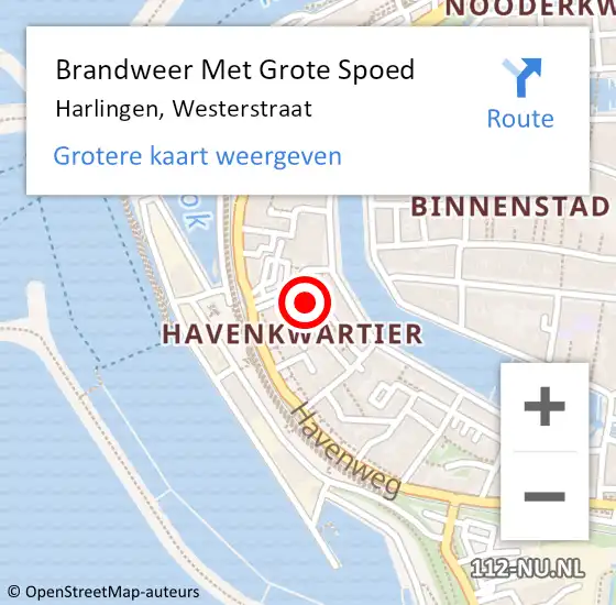 Locatie op kaart van de 112 melding: Brandweer Met Grote Spoed Naar Harlingen, Westerstraat op 19 september 2023 14:01