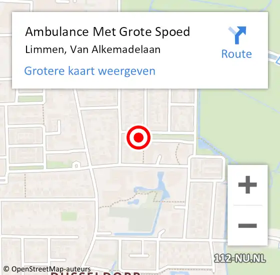 Locatie op kaart van de 112 melding: Ambulance Met Grote Spoed Naar Limmen, Van Alkemadelaan op 19 september 2023 14:01