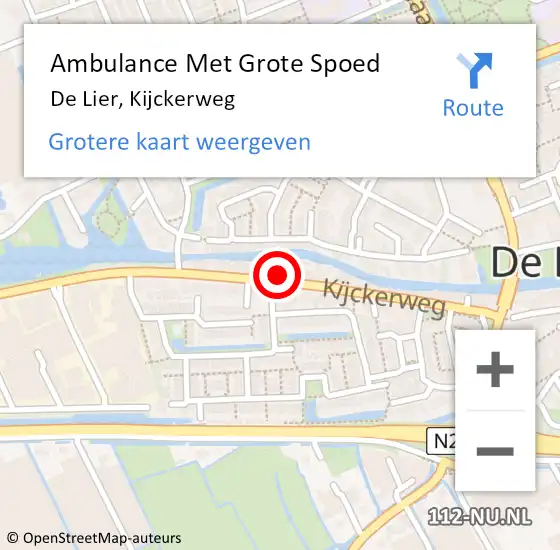 Locatie op kaart van de 112 melding: Ambulance Met Grote Spoed Naar De Lier, Kijckerweg op 19 september 2023 14:05