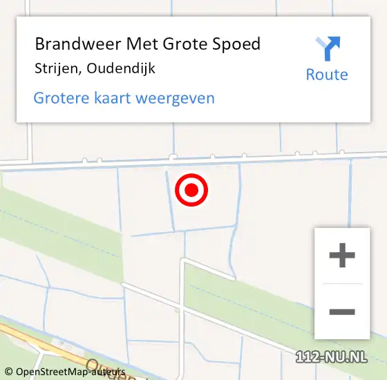 Locatie op kaart van de 112 melding: Brandweer Met Grote Spoed Naar Strijen, Oudendijk op 19 september 2023 14:12