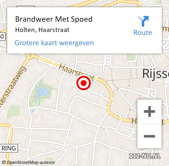 Locatie op kaart van de 112 melding: Brandweer Met Spoed Naar Holten, Haarstraat op 19 september 2023 14:12
