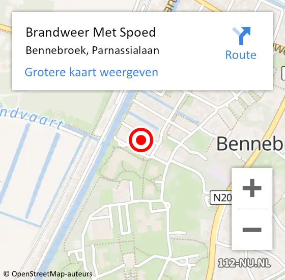 Locatie op kaart van de 112 melding: Brandweer Met Spoed Naar Bennebroek, Parnassialaan op 19 september 2023 15:50