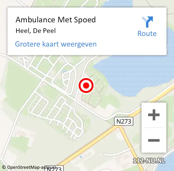 Locatie op kaart van de 112 melding: Ambulance Met Spoed Naar Heel, De Peel op 19 september 2023 16:01