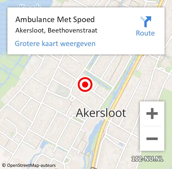 Locatie op kaart van de 112 melding: Ambulance Met Spoed Naar Akersloot, Beethovenstraat op 19 september 2023 16:23