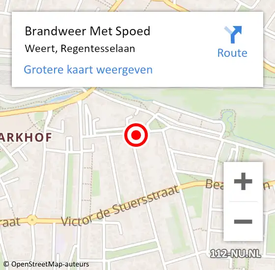 Locatie op kaart van de 112 melding: Brandweer Met Spoed Naar Weert, Regentesselaan op 19 september 2023 16:32