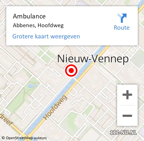 Locatie op kaart van de 112 melding: Ambulance Abbenes, Hoofdweg op 19 september 2023 17:05