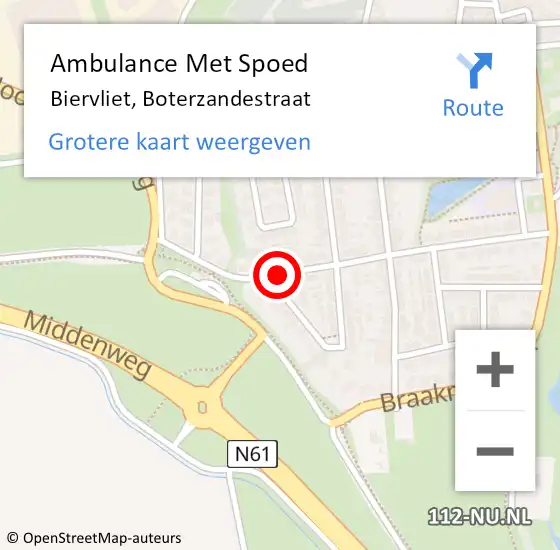 Locatie op kaart van de 112 melding: Ambulance Met Spoed Naar Biervliet, Boterzandestraat op 8 september 2014 18:13