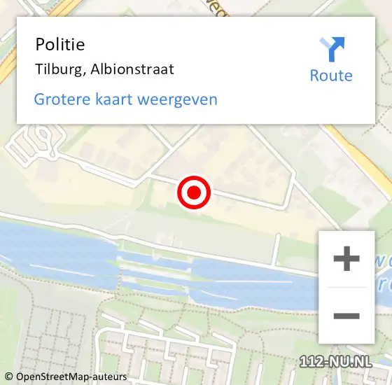 Locatie op kaart van de 112 melding: Politie Tilburg, Albionstraat op 19 september 2023 17:26