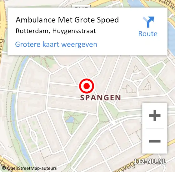 Locatie op kaart van de 112 melding: Ambulance Met Grote Spoed Naar Rotterdam, Huygensstraat op 19 september 2023 17:26