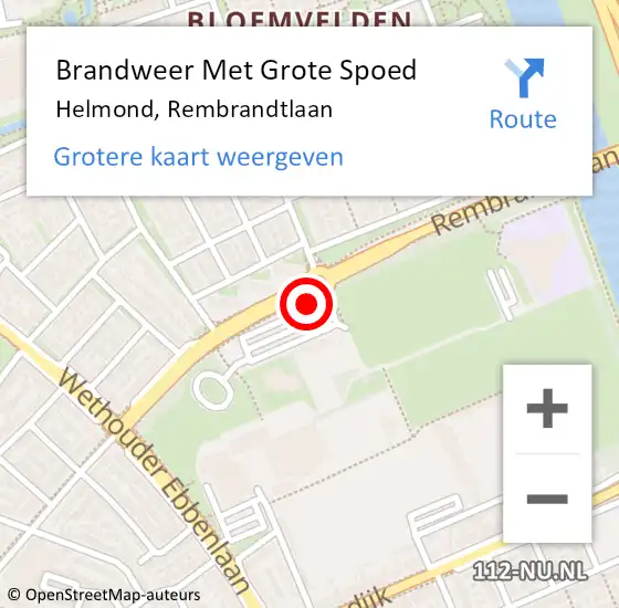 Locatie op kaart van de 112 melding: Brandweer Met Grote Spoed Naar Helmond, Rembrandtlaan op 19 september 2023 17:28