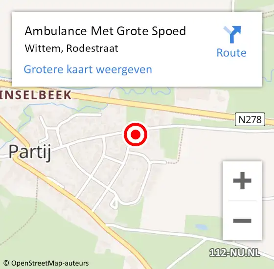 Locatie op kaart van de 112 melding: Ambulance Met Grote Spoed Naar Wittem, Rodestraat op 8 september 2014 18:14